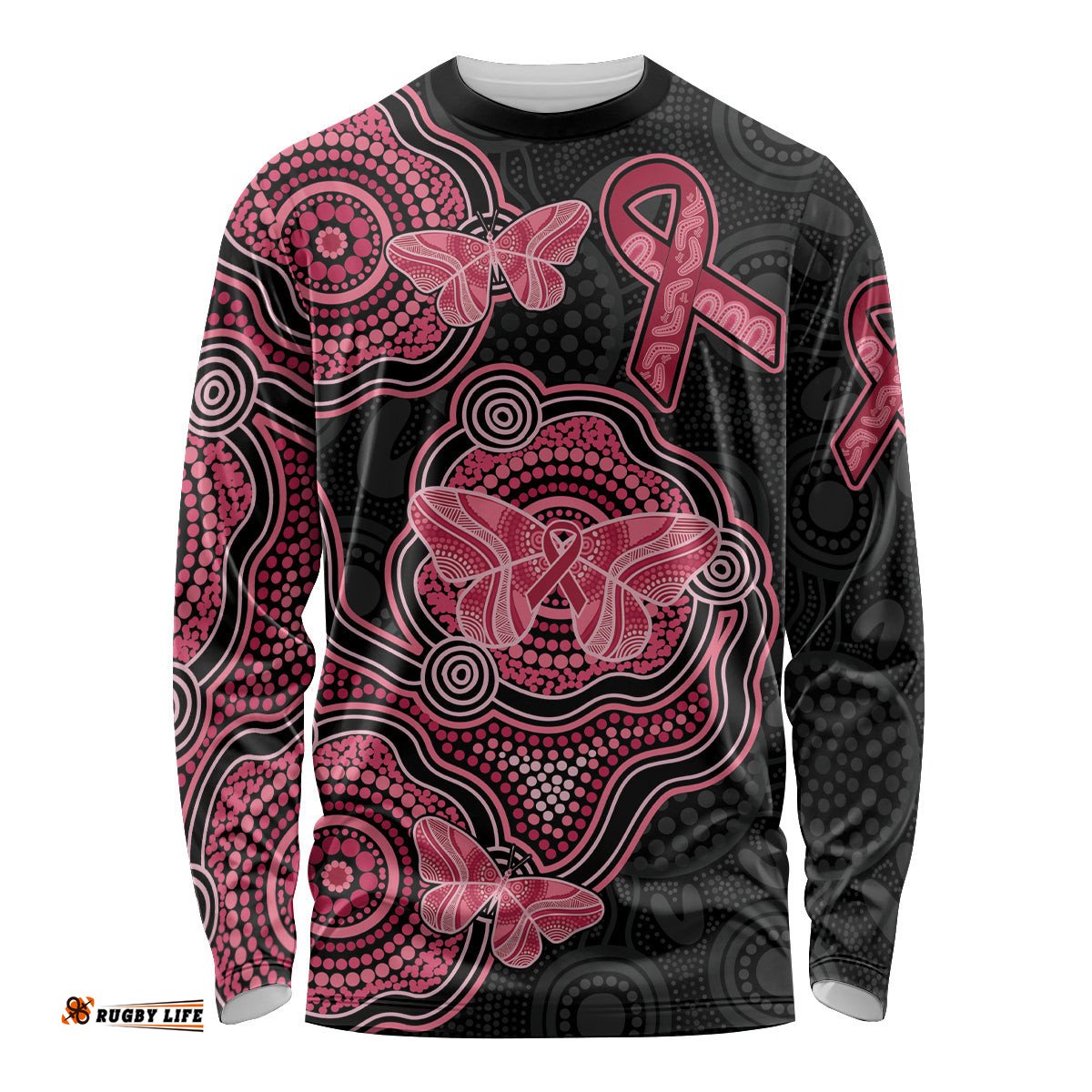 Australia Indigenous Mother's Day Long Sleeve T-shirt Aboriginal Breast Cancer Ribbon