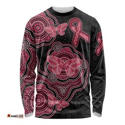 Australia Indigenous Mother's Day Long Sleeve T-shirt Aboriginal Breast Cancer Ribbon