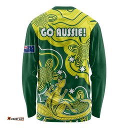 Australia Cricket Long Sleeve T-shirt Go Aussie World Cup Aboriginal Style Unique