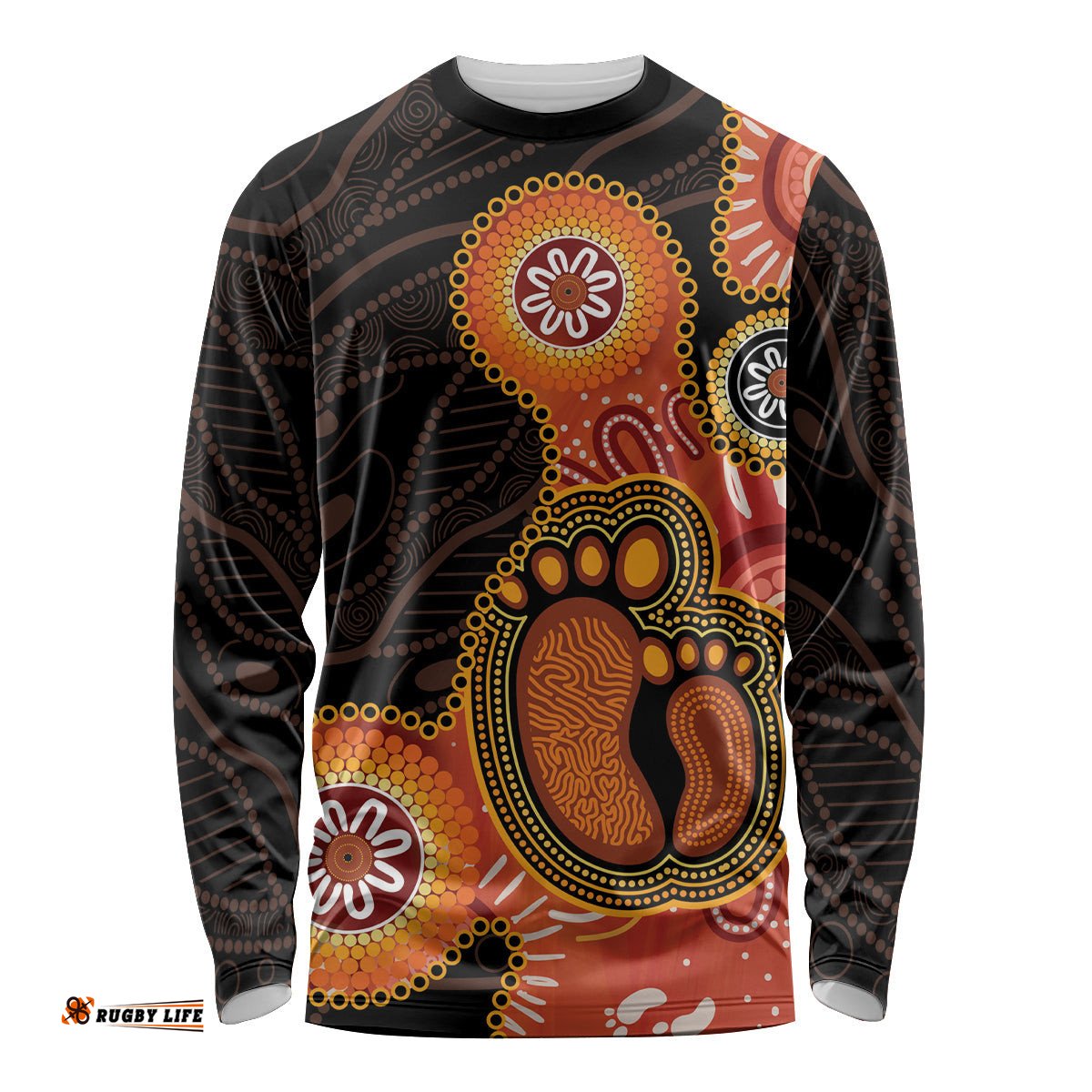 Australia Mothers Day Long Sleeve T-shirt Mom And Baby Footprint Indigenous
