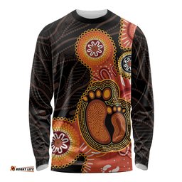 Australia Mothers Day Long Sleeve T-shirt Mom And Baby Footprint Indigenous