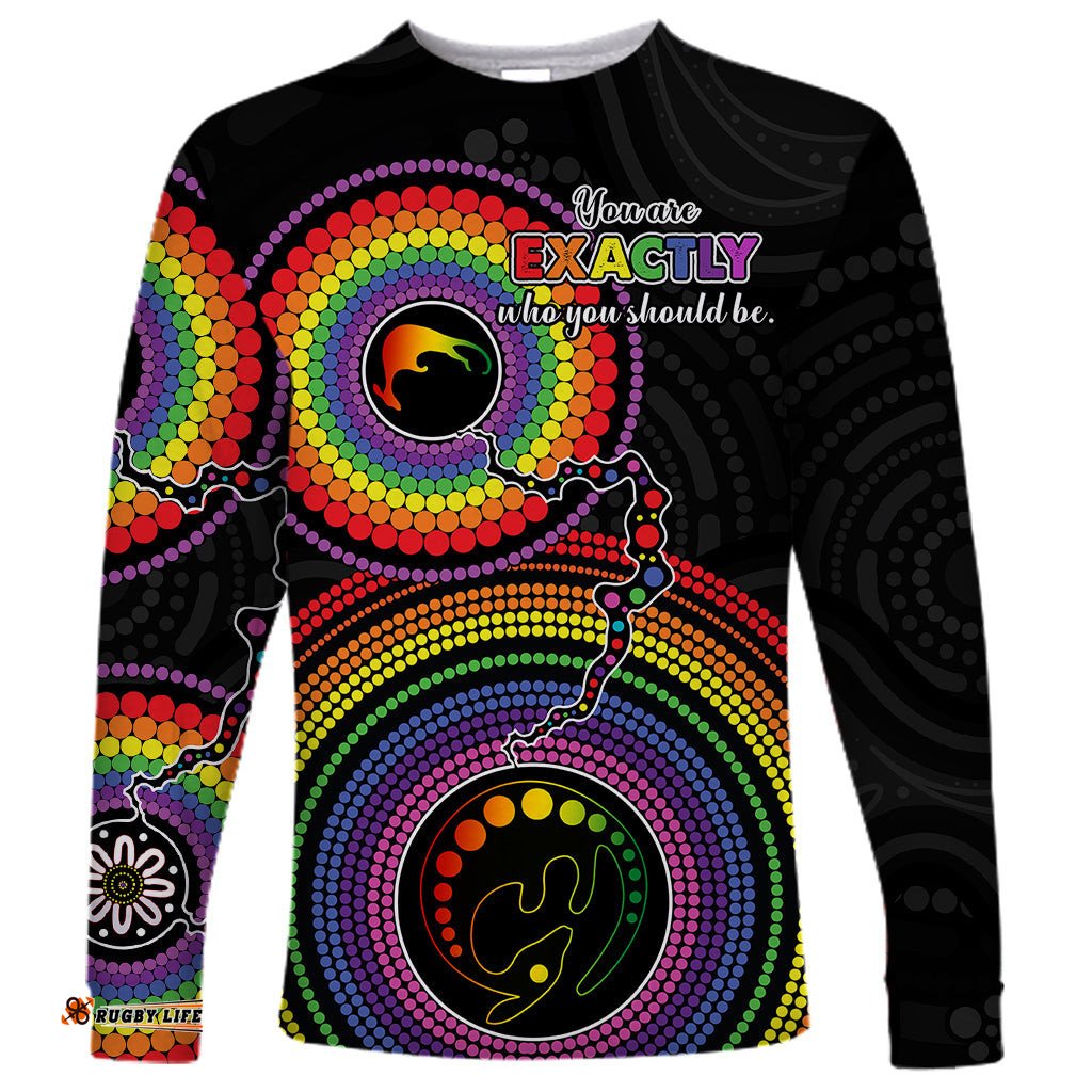 Australia LGBT Long Sleeve T-shirt You Are Exactly Who You Should Be Aboriginal Style