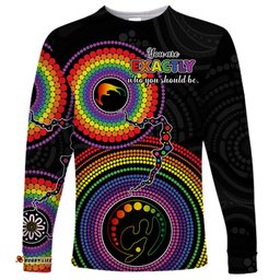Australia LGBT Long Sleeve T-shirt You Are Exactly Who You Should Be Aboriginal Style