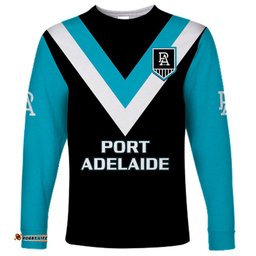 Port Adelaide Football Long Sleeve T-shirt Go Power Sporty Style
