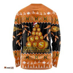 Perth Scorchers Cricket Christmas Long Sleeve T-shirt Merry Xmas Indigenous Art