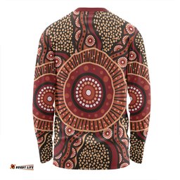 Australia Aboriginal Long Sleeve T-shirt - Brown Aboriginal Style Dot Painting Long Sleeve T-shirt