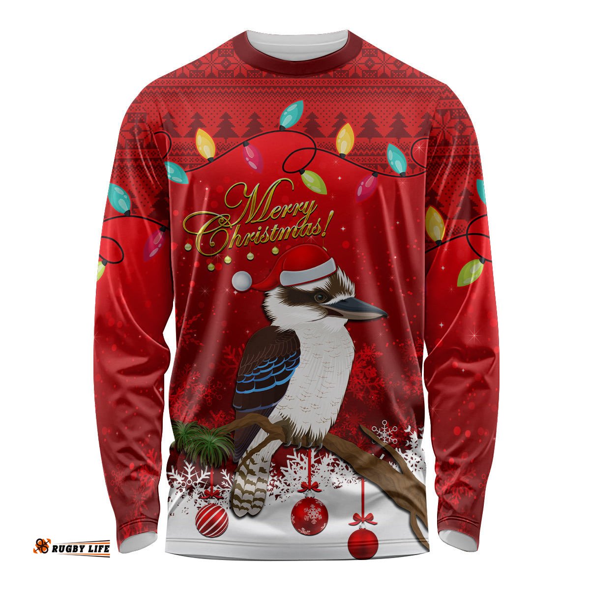 Australia Christmas Long Sleeve T-shirt Aussie Kookaburra Santa Merry Xmas