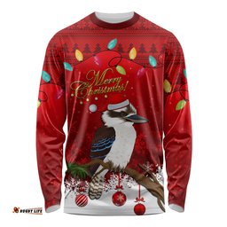 Australia Christmas Long Sleeve T-shirt Aussie Kookaburra Santa Merry Xmas