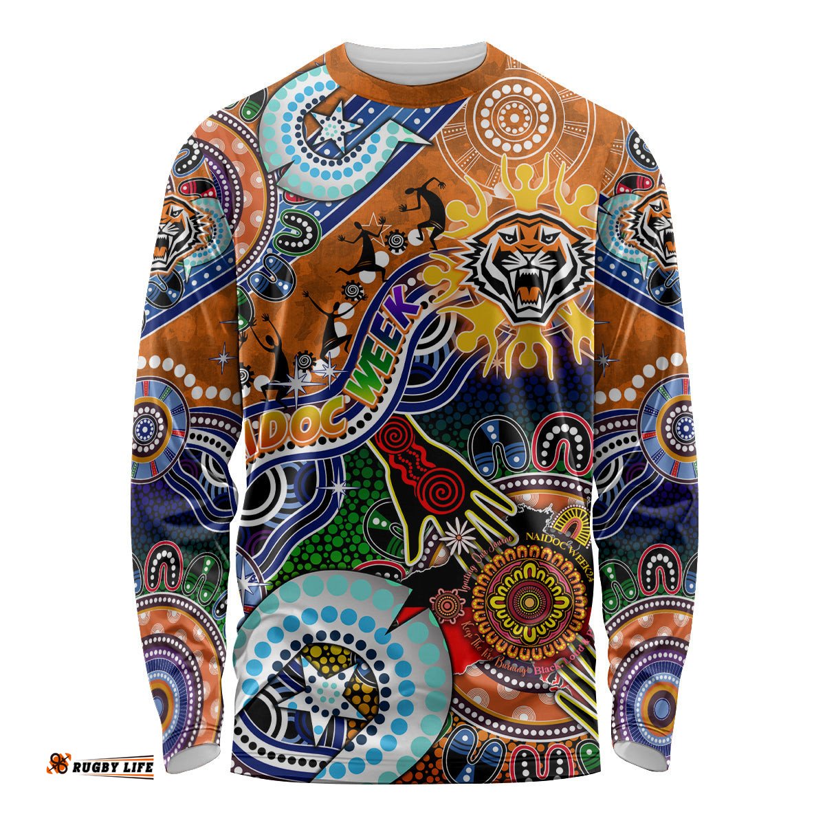 Personalised Tigers NAIDOC Week 2024 Long Sleeve T-shirt Australia Aboriginal Dot Painting