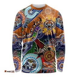 Personalised Tigers NAIDOC Week 2024 Long Sleeve T-shirt Australia Aboriginal Dot Painting