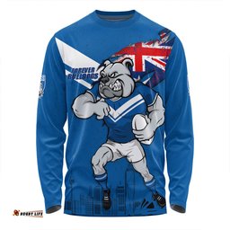 Canterbury-Bankstown Bulldogs Long Sleeve T-shirt Custom For Die Hard Fan Australia Flag Scratch Style