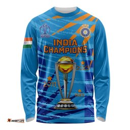 Custom India Cricket Long Sleeve T-shirt World Cup 3rd Champions Proud