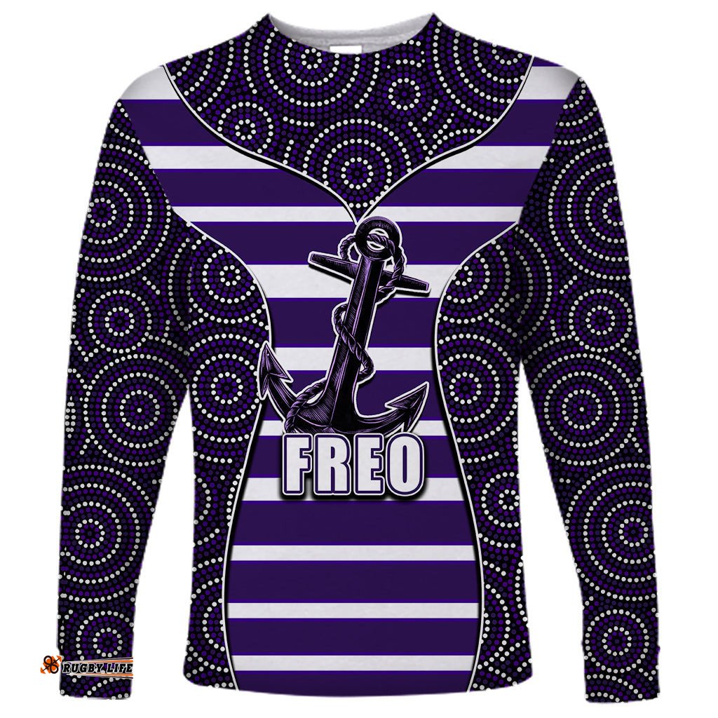 AFL Freo Long Sleeve T-shirt Mix Dot Aboriginal