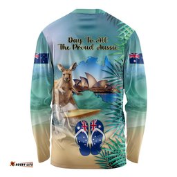 Australia Day 2024 Long Sleeve T-shirt Kangaroo Go Surfing Aussie Map Tropical Style