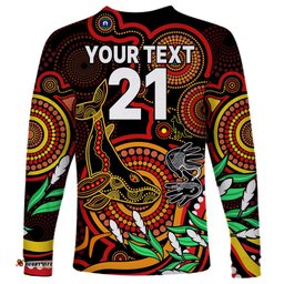 Custom Dolphins Rugby Aboriginal Art Long Sleeve T-shirt NAIDOC Indigenous Tribal