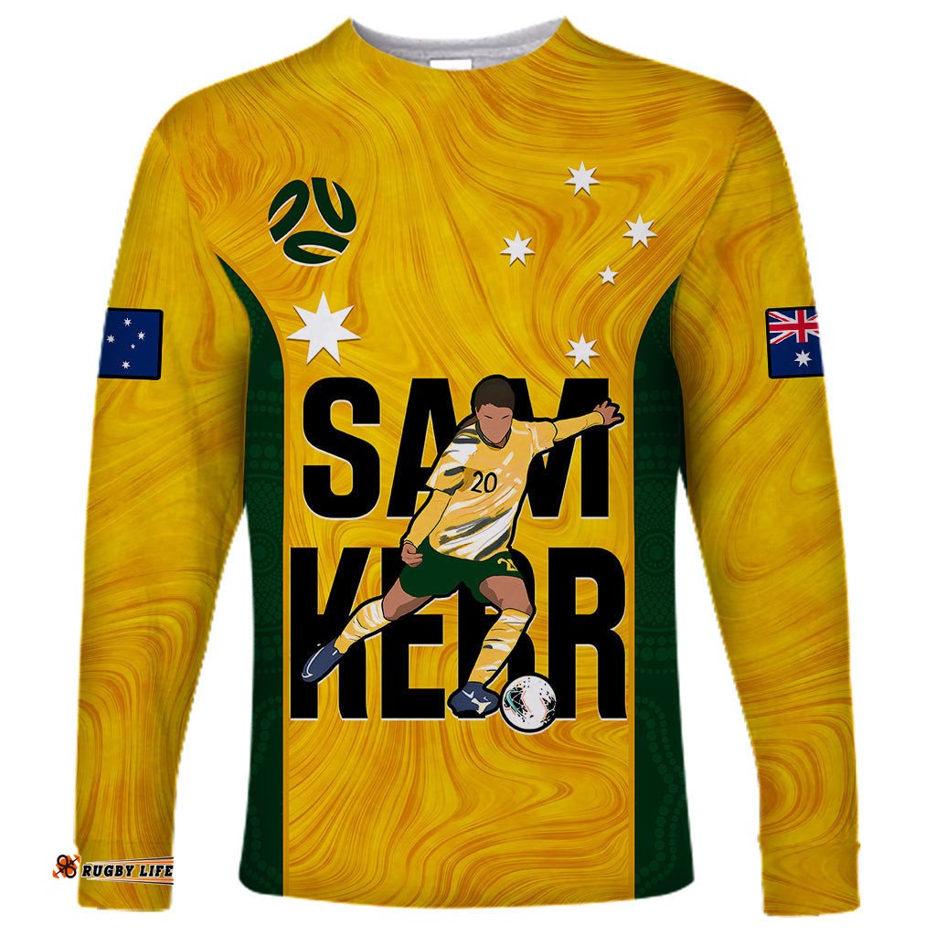 Custom Australia Soccer Long Sleeve T-shirt Sam Kerr Matildas Proud World Cup Yellow