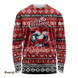 Personalized Dolphins Rugby Xmas Long Sleeve T-shirt Australia NRL Mascot