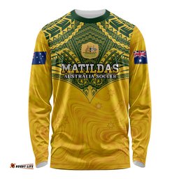 Custom Australia Matildas Long Sleeve T-shirt Polynesian Mix Gold Marble