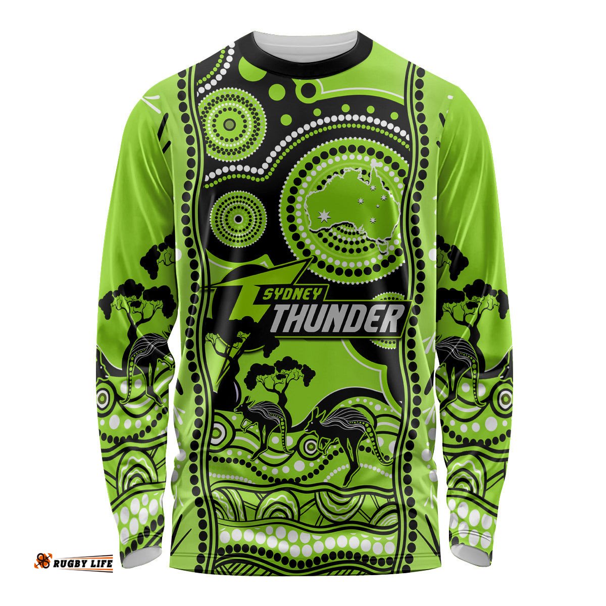 Sydney Thunder Cricket Long Sleeve T-shirt Happy Australia Day Aboriginal Art