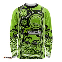 Sydney Thunder Cricket Long Sleeve T-shirt Happy Australia Day Aboriginal Art