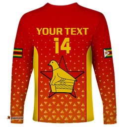 Personalised Zimbabwe Cricket Long Sleeve T-shirt Go Chevrons Dynamic Version 2023
