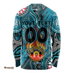 Personalised NAIDOC Week 2024 Port Adelaide Power Long Sleeve T-shirt Australian Aboriginal Hand Painting