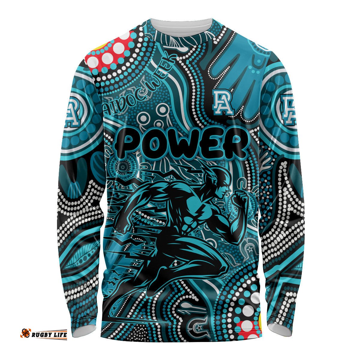 Personalised NAIDOC Week 2024 Port Adelaide Power Long Sleeve T-shirt Australian Aboriginal Hand Painting