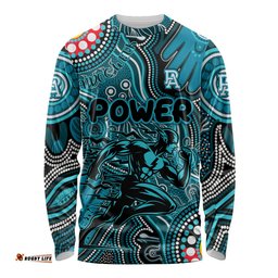 Personalised NAIDOC Week 2024 Port Adelaide Power Long Sleeve T-shirt Australian Aboriginal Hand Painting