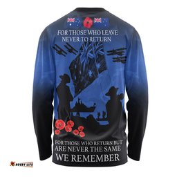 Australia Anzac Long Sleeve T-shirt Anzac Day Poppy Flowers Red Black Blue