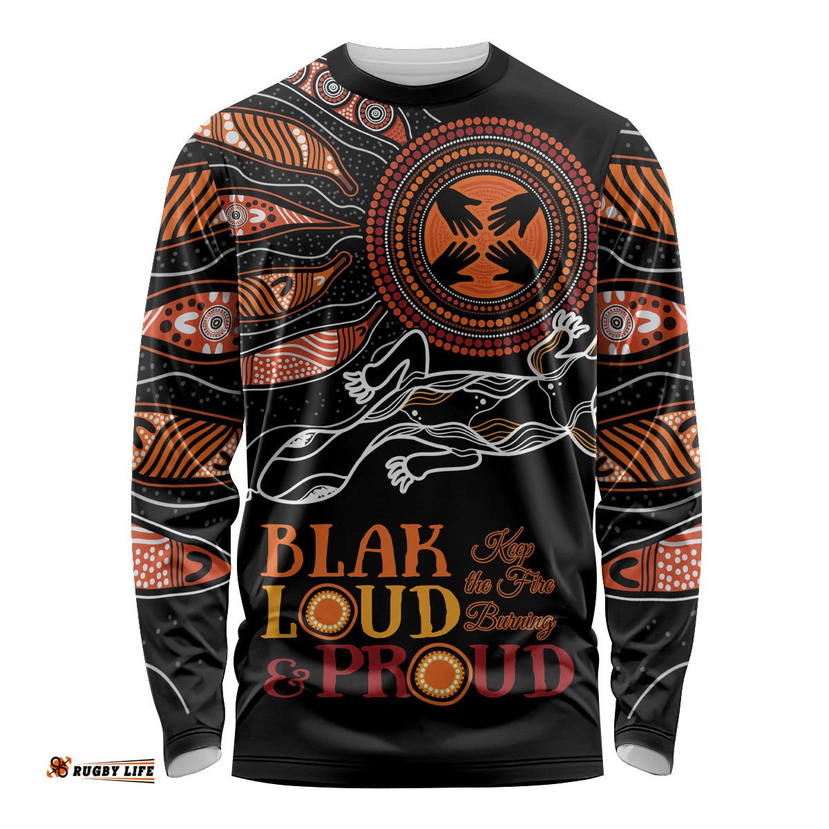 Australia NAIDOC 2024 Long Sleeve T-shirt Blak Loud and Proud Aboriginal Lizard Art