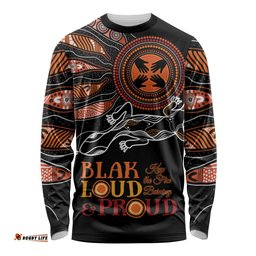 Australia NAIDOC 2024 Long Sleeve T-shirt Blak Loud and Proud Aboriginal Lizard Art