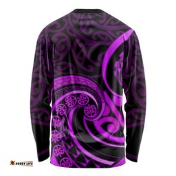 Purple Aotearoa Mangopare Long Sleeve T-shirt NZ Maori Koru Style