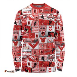 St. George Illawarra Dragons Long Sleeve T-shirt - Team Of Us Die Hard Fan Supporters Comic Style Long Sleeve T-shirt