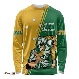 Australia Jujitsu Long Sleeve T-shirt Tap Out Or Pass Out National Color