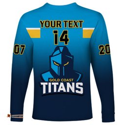 Personalised Titans Rugby Long Sleeve T-shirt Gold Coast 2007 Sporty Style