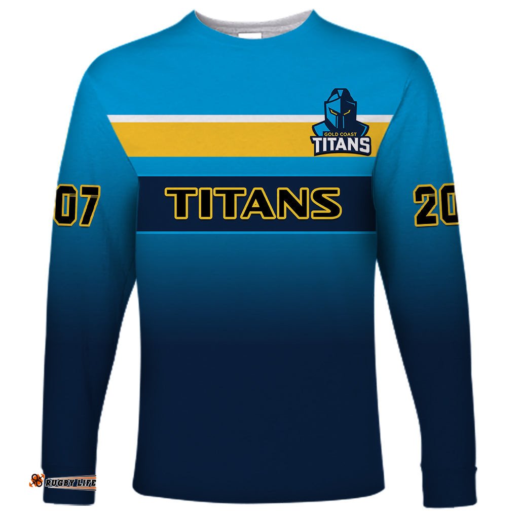 Personalised Titans Rugby Long Sleeve T-shirt Gold Coast 2007 Sporty Style