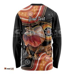 Personalised Australia Frilled Lizard Long Sleeve T-shirt Aboriginal Art