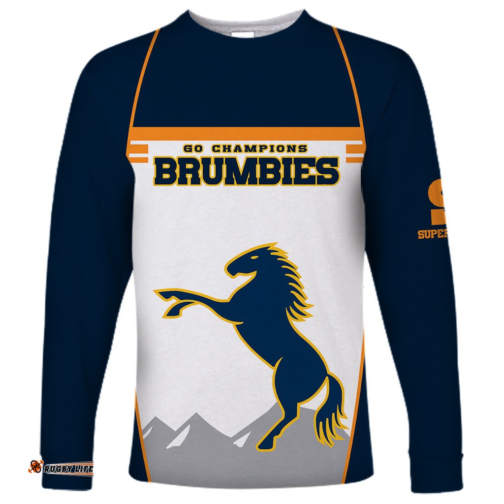 Brumbies Super Rugby Long Sleeve T-shirt Brumbies Go Champions 2023