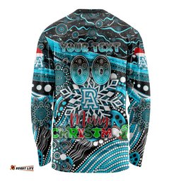 Merry Christmas AFL Power Long Sleeve T-shirt Aboriginal Santa Football Mascot