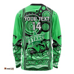 Custom Melbourne Stars Cricket Long Sleeve T-shirt Happy Australia Day Aboriginal Art