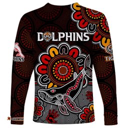 NRL Wests Tigers Combine Dolphins Rugby Long Sleeve T-shirt Aboriginal