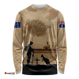 Australia ANZAC Day Long Sleeve T-shirt HMAS Sydney I Chatham Class Light Cruiser