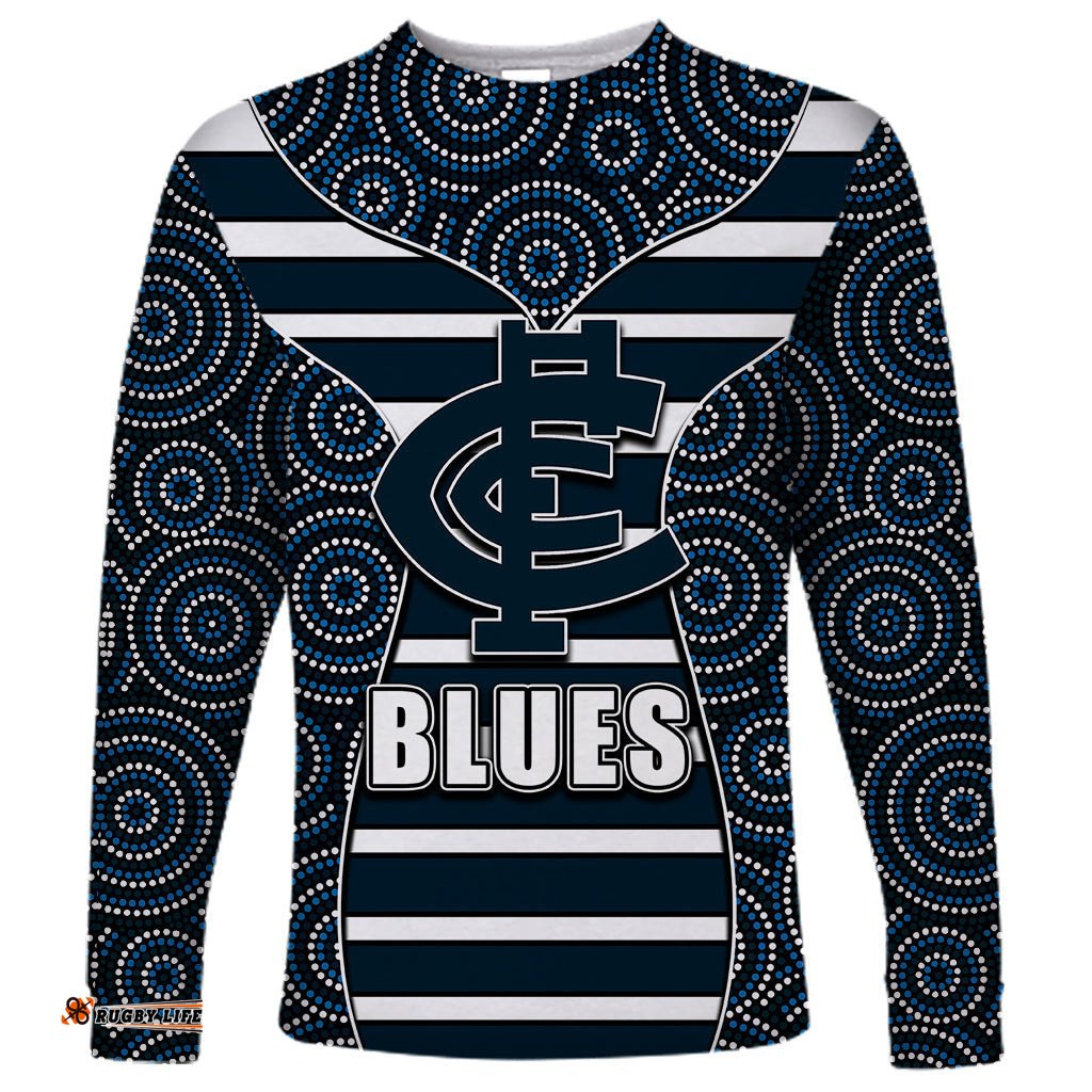 AFL Blues Long Sleeve T-shirt Mix Dot Aboriginal