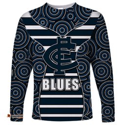 AFL Blues Long Sleeve T-shirt Mix Dot Aboriginal