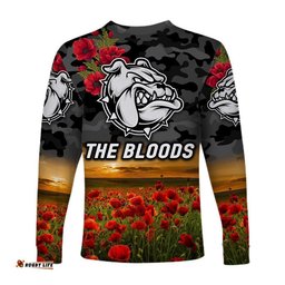 West Football Club Alice Springs ANZAC Long Sleeve T-shirt The Bloods Poppy Black