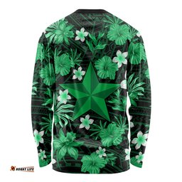 Australian Stars Cricket Long Sleeve T-shirt Baeuty Pacific Hibiscus and Polynesian Pattern