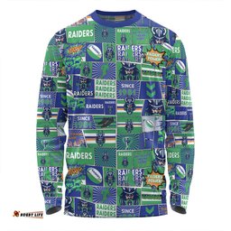 Canberra Raiders Long Sleeve T-shirt - Team Of Us Die Hard Fan Supporters Comic Style Long Sleeve T-shirt