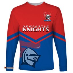Newcastle Knights Rugby Long Sleeve T-shirt Novocastrians Sporty Style