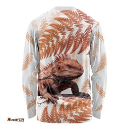 Red New Zealand Tuatara Long Sleeve T-shirt Aotearoa Sphenodon Punctatus Silver Fern