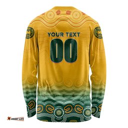 Personalised Australia Matildas Long Sleeve T-shirt Tillies Aboriginal Simple Yellow